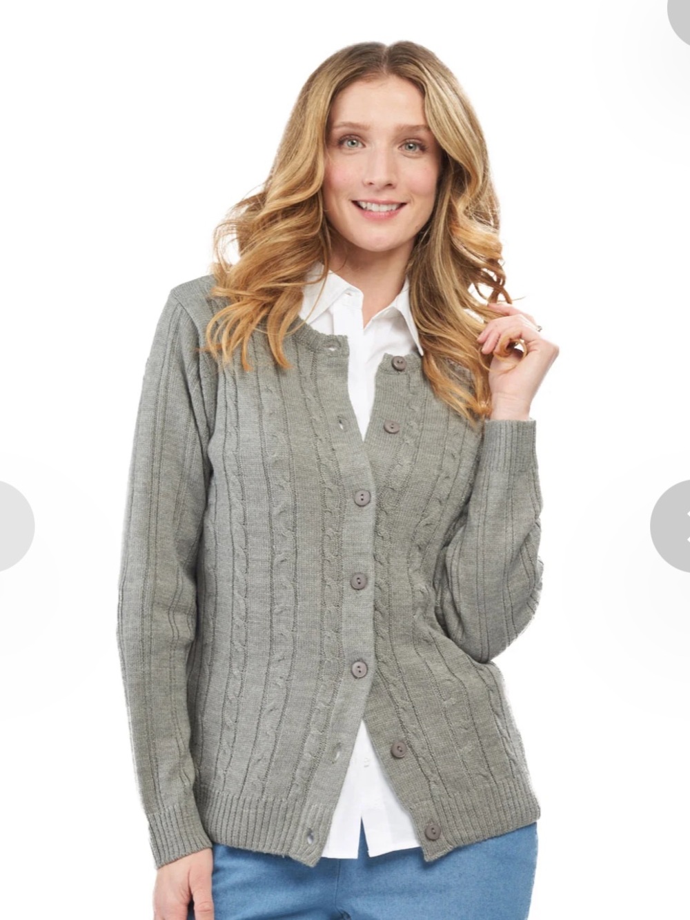 Women's Classic Button Front Cable Knit Cardigan — Soft Acrylic NWT SIZE M